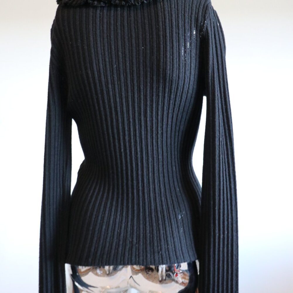 Black Sweater With Ruffles - Picture 3 of 5